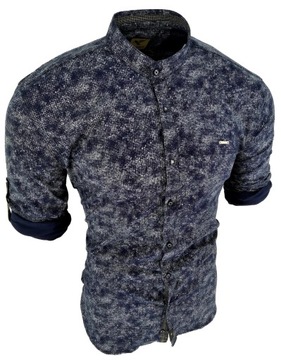 РУБАШКА МУЖСКАЯ, ТЕМНО-СИНЯЯ КВАДРАТНАЯ, С ДЛИННЫМ РУКАВОМ, XL