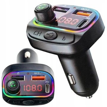 TRANSMITER FM BLUETOOTH ŁADOWARKA MP3 2XUSB SD LCD