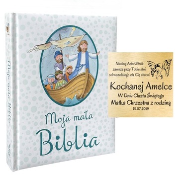 BIBLIA DLA DZIECI NA CHRZEST PAMIĄTKA CHRZTU PAMIĄTKA NA KOMUNIĘ Z GRAWEREM