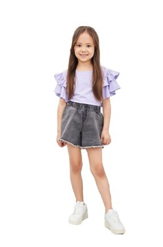 Bluzka z falbankami fioletowa All For Kids 128 134