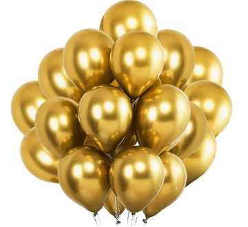 DUŻE balony GLOSSY chrom ZŁOTE błyszczące metaliczne do girland 100 szt