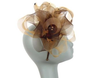 FASCYNATOR, OZDOBNA OPASKA Z PIÓRAMI - brązowy