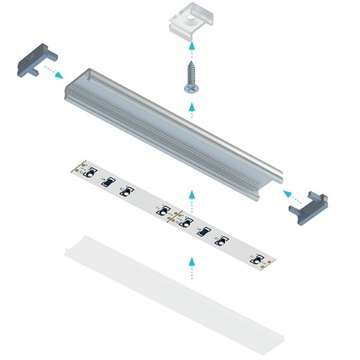 Алюминиевый профиль Светодиодная лента STUDIO PN-04 поверхность 16х6 белая 202см