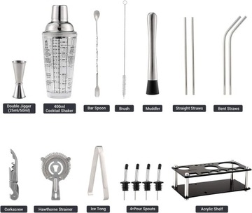 НАБОР ДЛЯ КОКТЕЙЛЕЙ, 17 ПРЕДМЕТОВ, АКСЕССУАРЫ ДЛЯ БАРА