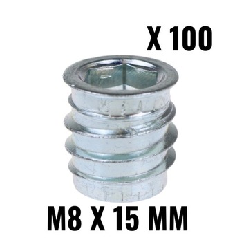 Головка М8х15, двухрезьбовая, шуруп, углубление, 100 шт.