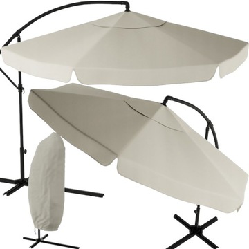 Duży PARASOL OGRODOWY SKŁADANY z Falbaną Mocny CREAM 350cm POKROWIEC GRATIS