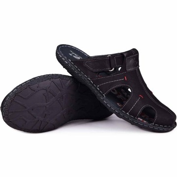 Pánske kožené papuče kryté čierne Kampol veľ.40