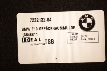 BMW 5 F10 F11 2011 VLOŽKA KOLA REZERVY