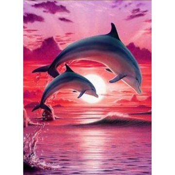 HAFT DIAMENTOWY MOZAIKA OBRAZ DELFINY 30X30CM 5D