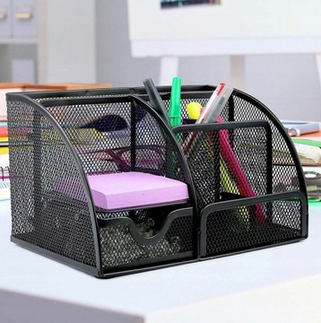 БОЛЬШОЙ НАСТОЛЬНЫЙ ОРГАНАЙЗЕР, ВМЕСТИТЕЛЬНЫЙ, МЕТАЛЛ, 6 ОТДЕЛЕНИЙ + ЯЩИК