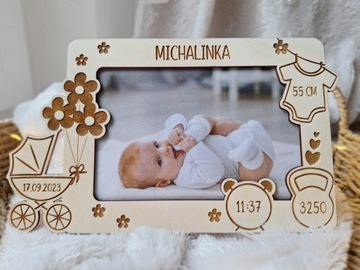 РАМКА ДЛЯ ФОТО НА ДЕНЬ РОЖДЕНИЯ ДЕРЕВЯННЫЕ СУВЕНИРЫ ПОДАРОК ​​ОДНОГОДА КРЕЩЕНИЯ 02