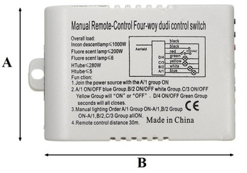 РАДИОПЕРЕКЛЮЧАТЕЛЬ 230В ПУЛЬТ ДИСТАНЦИОННОГО УПРАВЛЕНИЯ 4x1000Вт 2п
