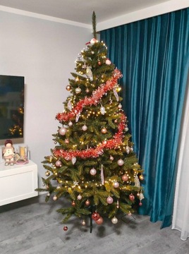 CHOINKA SZTUCZNA JAK ŻYWA ŚWIERK KAUKASKI PREMIUM 250 CM GĘSTA + STOJAK