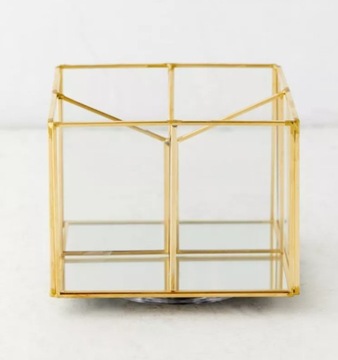 Золотой | стеклянный органайзер | контейнер для кистей и аксессуаров | поворотный