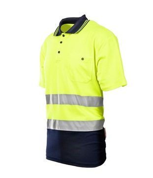 KOSZULKA robocza POLO męska ODBLASKOWA OSTRZEGAWCZA HV LEKKA BHP NORMY XXXL