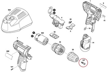 Bosch GSR 10,8-2-LI Śruba do uchwytu M6 lewy gwint