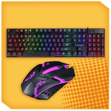 ИГРОВАЯ КЛАВИАТУРА СО СВЕТОДИОДНОЙ ПОДСВЕТКОЙ МЫШЬ НАБОР МЫШИ