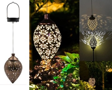 Wisząca LATARENKA SOLARNA LAMPA LAMPION RETRO 60cm LATARNIA DOM OGRÓD TARAS