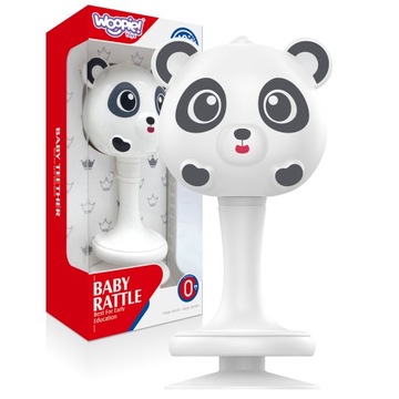 WOOPIE BABY GRZECHOTKA Z PRZYSSAWKĄ PANDA KONTRASTOWA BIAŁO-CZARNA