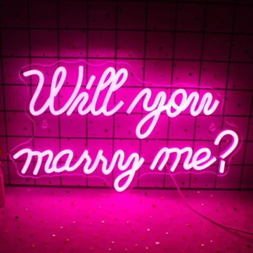 Neon napis Czy wyjdziesz za mnie 42x25 cm