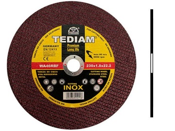 ЩИТНЫЕ РЕЗНЫЕ ДИСКИ ПО МЕТАЛЛУ, НЕржавеющая сталь 230x1,8 TEDIAM PREMIUM 230 x 1,8