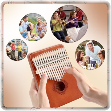 KALIMBA INSTRUMENT PIANINO 17 DREWNIANA AFRYKAŃSKI ZESTAW AKCESORIA + ETUI
