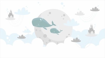 Tapeta WIELORYBY CHMURKI KSIĘŻYC fototapeta