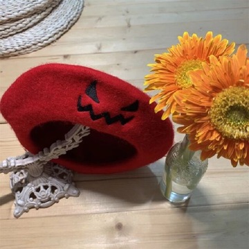 Halloween Cute Pumpkin Smiley Beret