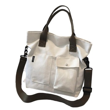 Durable Canvas Tote Bag Large Size with Pockets