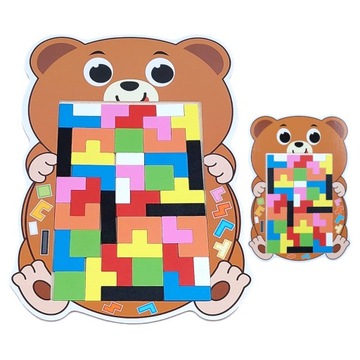 KLOCKI PUZZLE DREWNIANE TETRIS UKŁADANKA TANGRAM