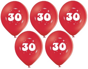 Balony czerwone 30 Urodziny Rocznica 5 sztuk
