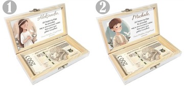 Деревянная копилка Сувенир Святого Причастия, гравировка.