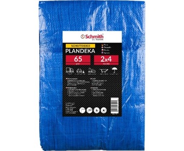 SCHMITH PLANDEKA 2X4M NIEBIESKA 65G WZMACNIANA OKRYCIE PŁACHTA OCHRONNA