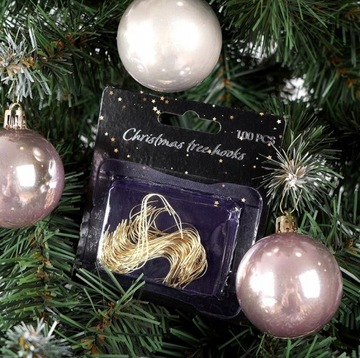 100x ПОДВЕСКИ «РОЖДЕСТВЕНСКИЙ ШАР», КРЮЧКИ, ДЕРЖАТЕЛЬ ДЛЯ ЗОЛОТОГО МЕТАЛЛИЧЕСКОГО ШАРА