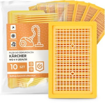 10 x Filtr Pro Vysavač Kärcher Wd 4 V-20/4/35 Vzduchový vstupní Filtr Em-w