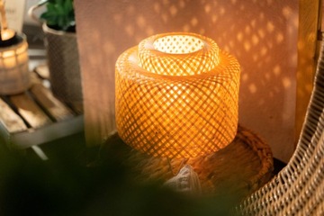 WOVED BAMBOO LAMP, настольная лампа БОХО, круглая, E27