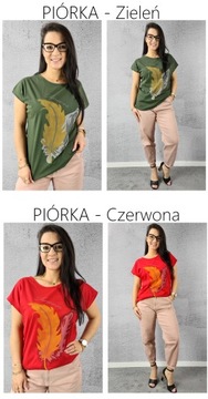 BLUZKA koszulka KOBIECY TSHIRT TOP print WZORY 3XL