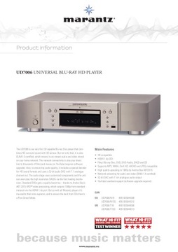 MARANTZ UD7006 — проигрыватель Blu-ray 3D/DVD/CD/SACD