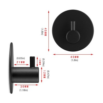 4pcs Stainless Steel Coat Hook Black Self-adhesive