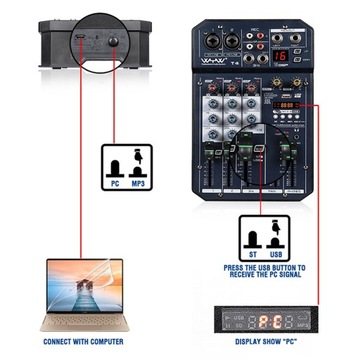 T6 Portable 6-Channel Sound Card Mixing Console