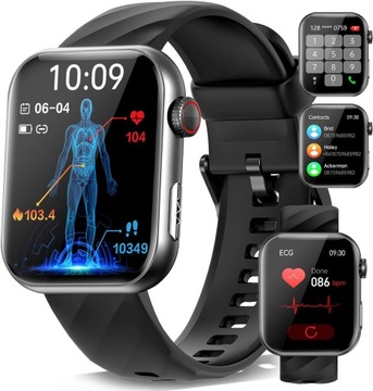 Marsyu Smartwatch, Kardiowatch pomiar cukru i EKG, fitness, wyświetlacz HD