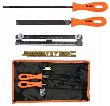 КОМПЛЕКТ ДЛЯ ОСТРОЙ ЦЕПИ YATO, КРУГЛЫЙ НАПИЛЬНИК 4 ММ, ПЛОСКИЙ КАЛИБР, 4 шт.