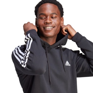 Bluza męska adidas essentials fleece 3-stripes hoodie czarna ib4028 2XL