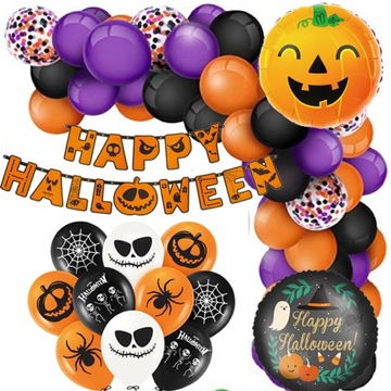 DUŻY ZESTAW HALLOWEEN DEKORACJE BALONY girlanda