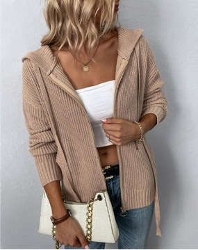 КАРДИГАН ЖЕНСКИЙ СВИТЕР, КАПЮШОН, МОЛНИЯ