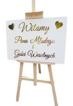 Tablica powitalna Wesele Dekoracje Złoty Witamy Pana Młodego i Gości 50x70