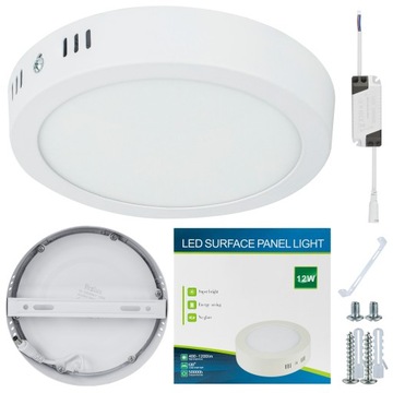 PANEL PLAFON LED OKRĄGŁY NATYNKOWY 12W 850LM