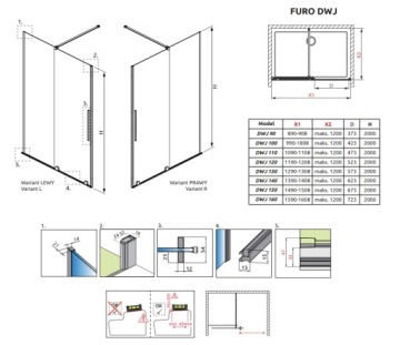 Душевая дверь RADAWAY Furo DWJ 150x200 ЛЕВАЯ