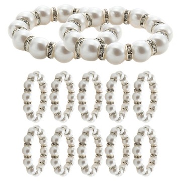 12 SZT. PERŁOWE PIERŚCIONKI NA SERWETKI PERŁOWE PODSTAWKI NA SERWETKI