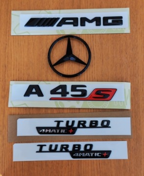 Эмблемы Mercedes A45 s Глянцевый черный AMG a45 s